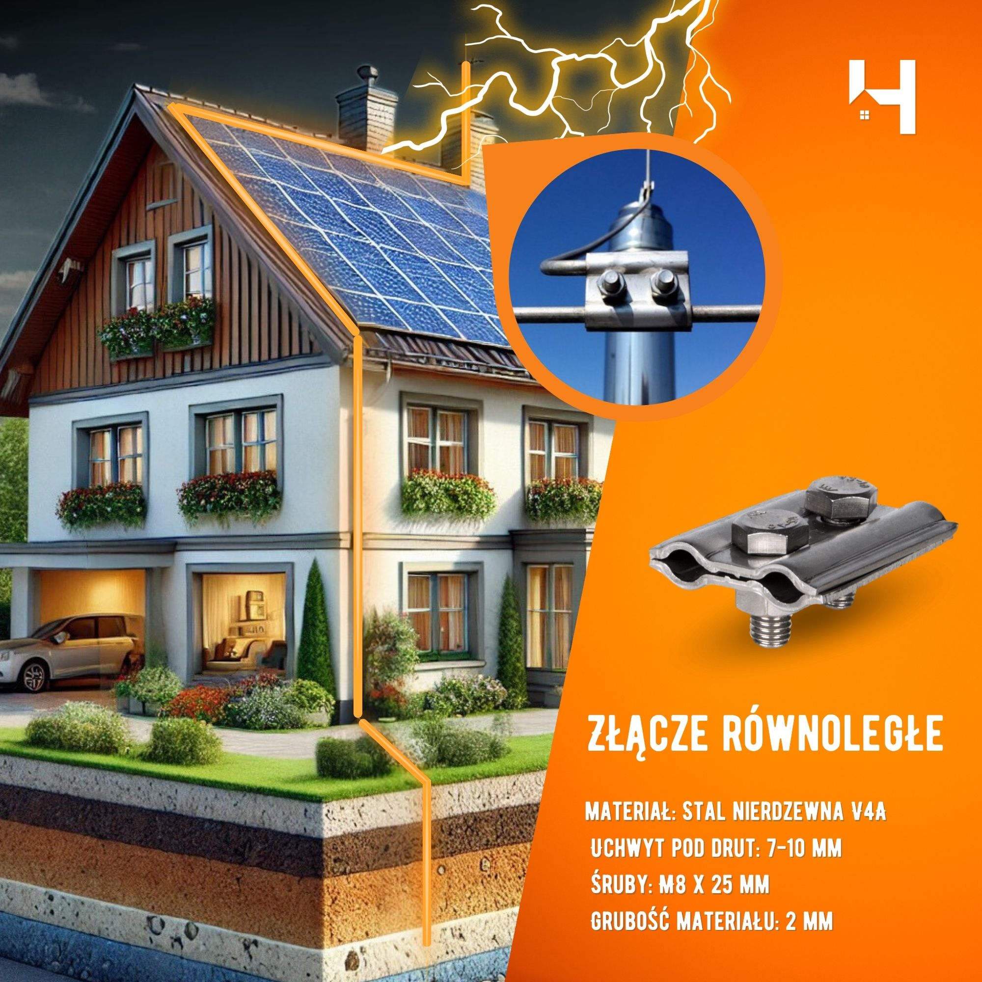 Złącze odgromowe równoległe nierdzewne - Haus-Held zdjęcie 2