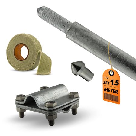 Erdungsstab Ø16 mm - verzinkter Stahl - SET 1,5 Meter 