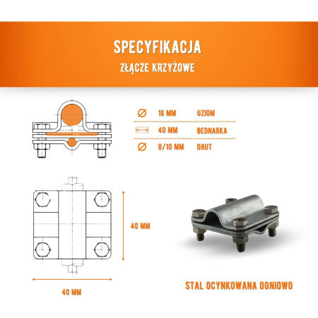 Złącze krzyżowe - stal ocynkowana - Ø16 mm - Haus-Held zdjęcie 3